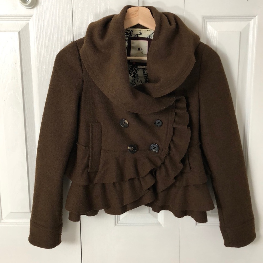 Anthropologie cropped ruffle jacket